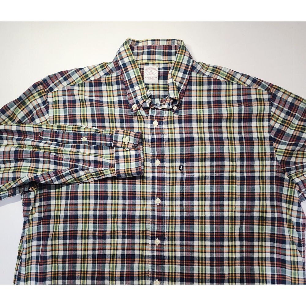 Brooks Brothers 346 Mens Size XL Long Sleeve Madras Button Down‎